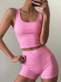 Athletic Yoga-Style Cami And Shorts Set