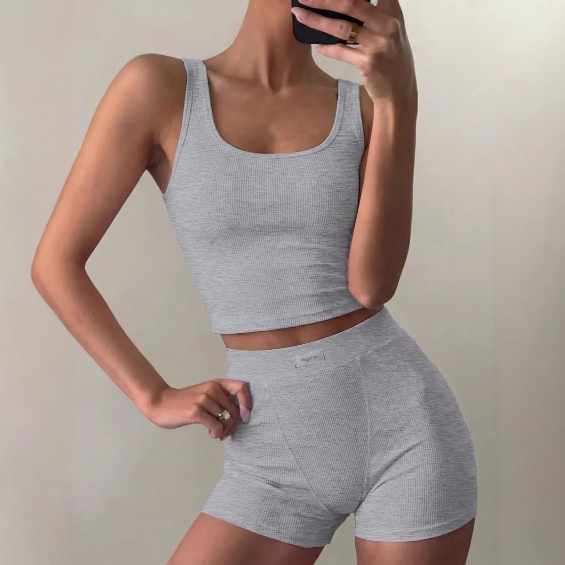 Athletic Yoga-Style Cami And Shorts Set