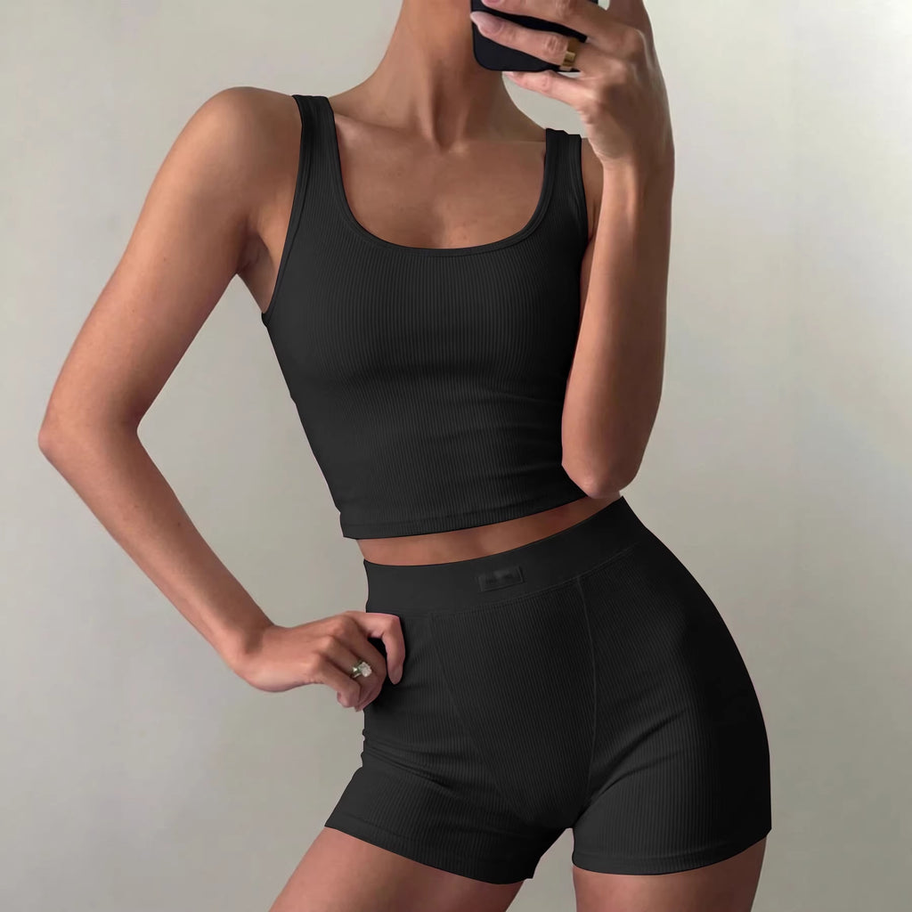 Athletic Yoga-Style Cami And Shorts Set